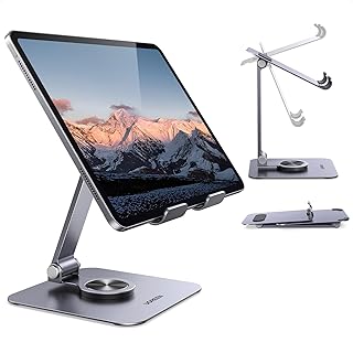 UGREEN Suporte de Mesa Giratório de Alumínio para Tablet, Suporte Dobrável Compatível com Samsung Tab, Redmi Pad, iPad Pro Air Mini, iPhone 17 Pro MAX Air/16/15/14 Galaxy S24 Ultra e Outros de 4-12,9"