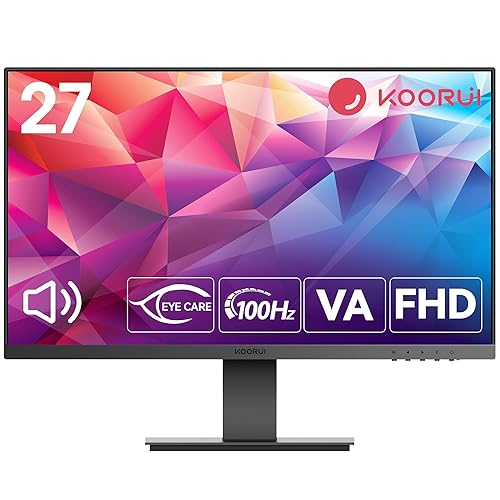 KOORUI モニター 27インチ ゲーミングモニター FHD 1080P/フルHD 100HZ PCモニター VAパネル液晶ディスプレ スピーカー搭載 FreeSync G-SYNC互換 (HDMI/VGA/VESA対応/オーディオ端子/土日サポート) N01