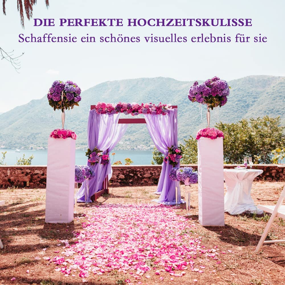 LUPATDY Stoffen rol - 30 cm x 91,5 m - tule stof - bruiloft decoratie - tafeldecoratie - tule lint voor doe-het-zelf tutu rok ambachtelijke strik party textiel, wit, paars