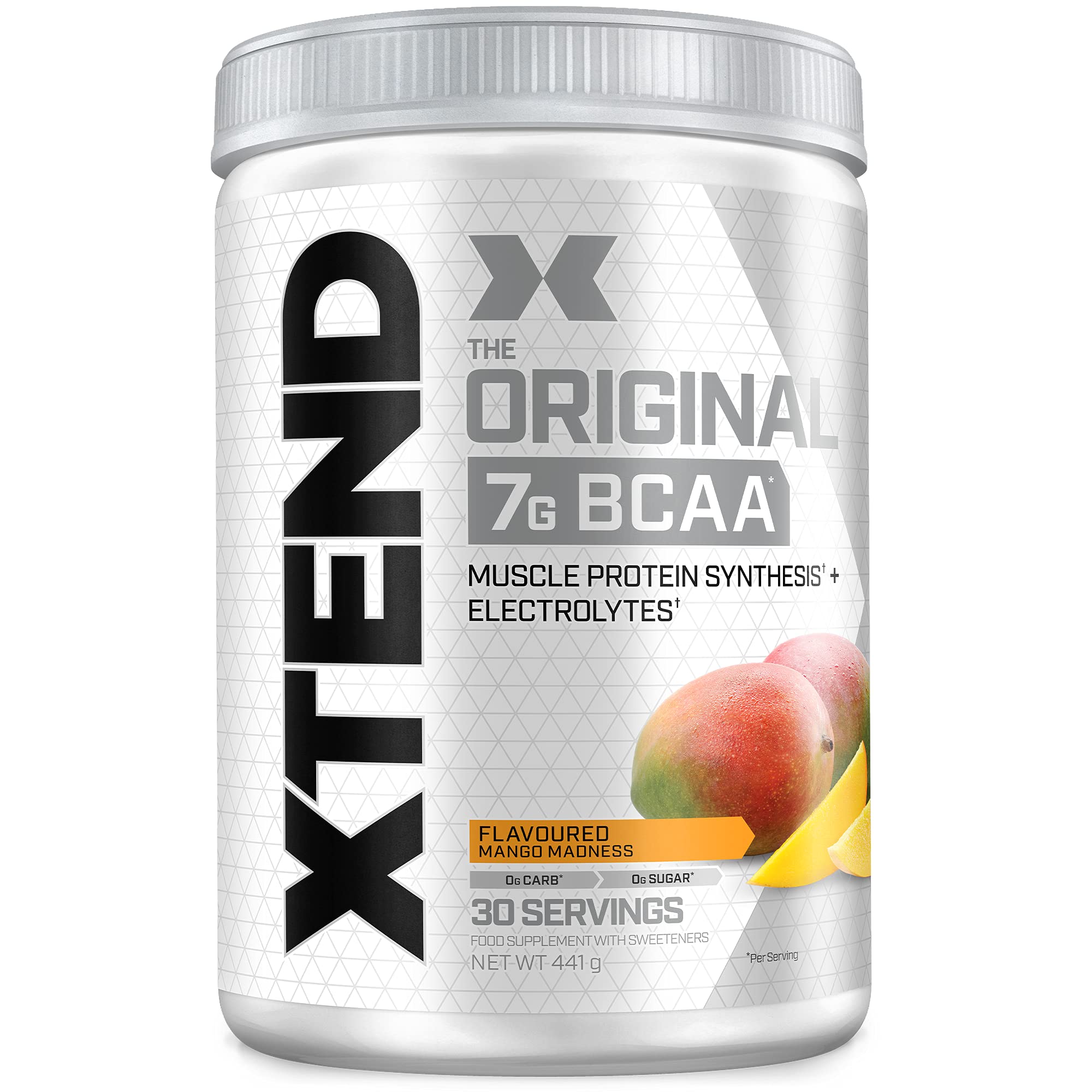 XTEND Original - BCAA-Pulver - Mango | Ergänzungsmittel mit verzweigtkettigen Aminosäuren | 7 g BCAA + Elektrolyte für Regeneration & Hydration | 30 Portionen