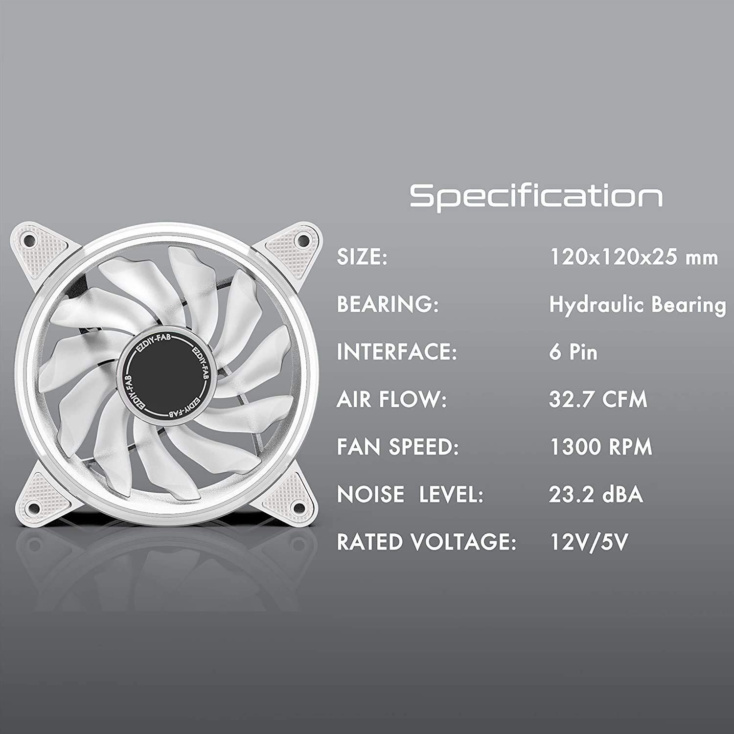 Amazon | EZDIY-FAB 120mm RGB ホワイト PCケースファン 6ピンコネクタ