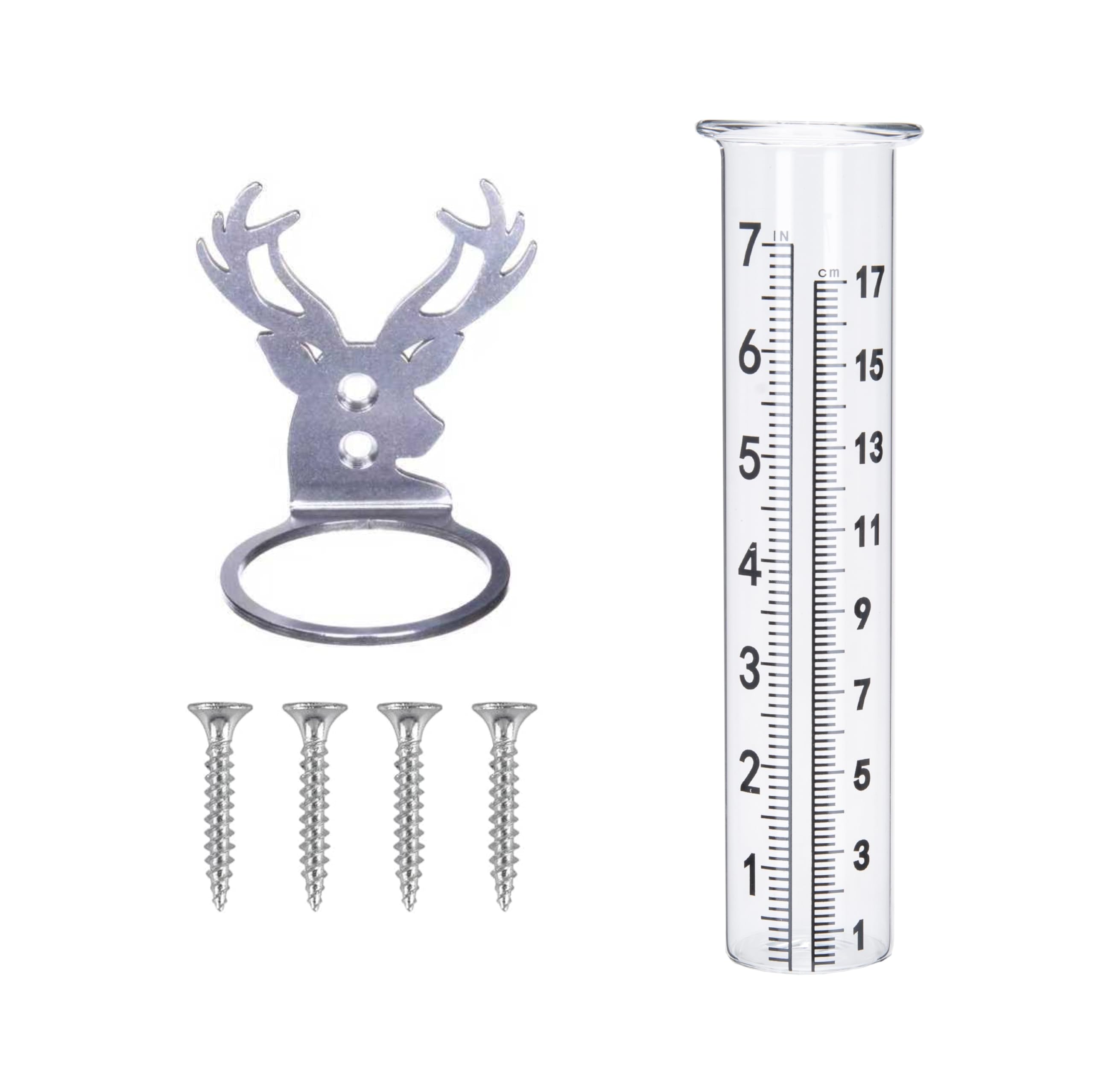 7" Rain Gauge Outdoor, Accurate Glass Tube Best Rated with Deer Shape Rack, Decorative Deer Antler Rain Measure Tool for Garden, Lawn, Patio (Style A)-image-36