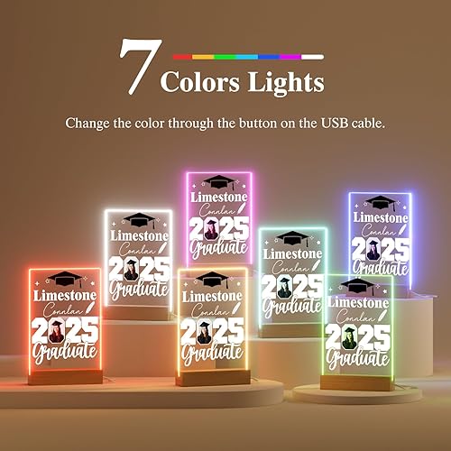 Miniatura 6 de ALBK Regalos de graduación personalizados con imagen, lámpara de noche personalizada con nombre de foto, regalos de graduación 2023, regalos de