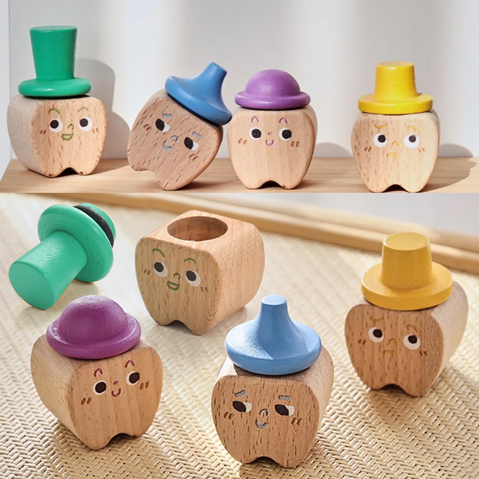 Zuzer 4PCS Tooth Box Teeth Case Personalised Wooden Tooth Box Tooth Fairy Gifts for Boys Girls - Image 3