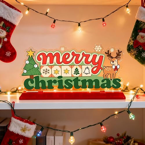 Miniatura 5 de Letrero de placa acrílica de Feliz Navidad, decoración de mesa para interiores, decoración de Navidad para el hogar, cocina, decoración de