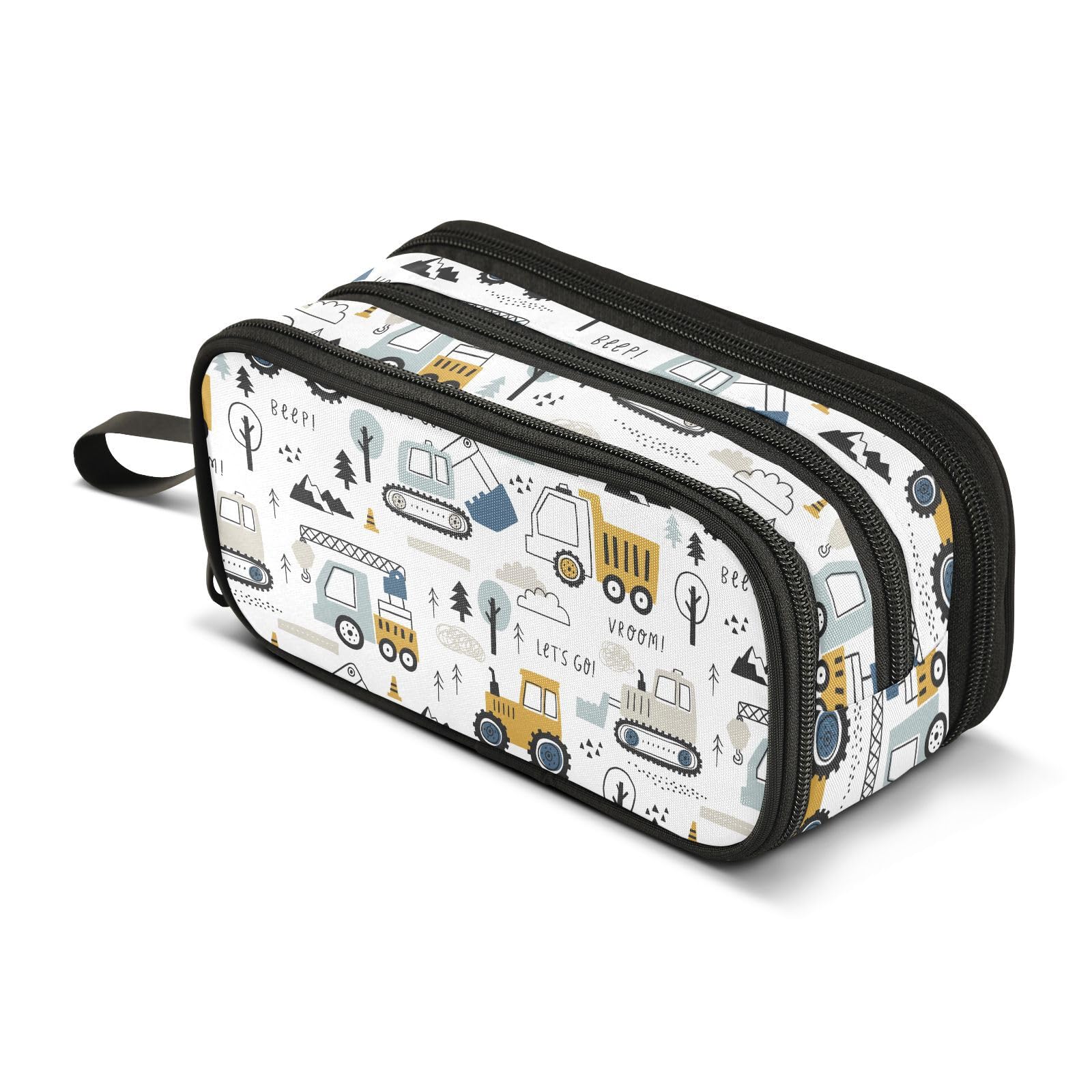 Mnsruu Cute Cars Truck Tractor Pencil Case Boys Girls Pen Bag Large Capacity School Office Stationery Organizer Pencil Pouch Holder Zipper Kids Teens Adults