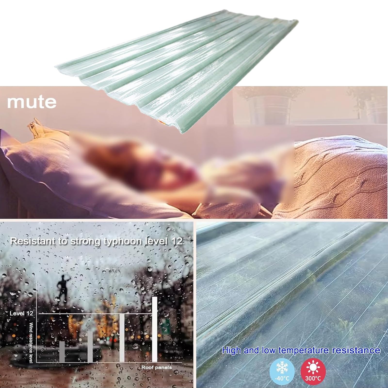 QWEASDF Chapa Ondulada Protección UV,Chapa Tejado Exterior Paneles de Techo de Cobertizo de Garaje,Placa Ondulada Xtra Strong, Panel for Tejado Transparente FRP(3pcs,0.9 * 1.0m/35 * 39in)