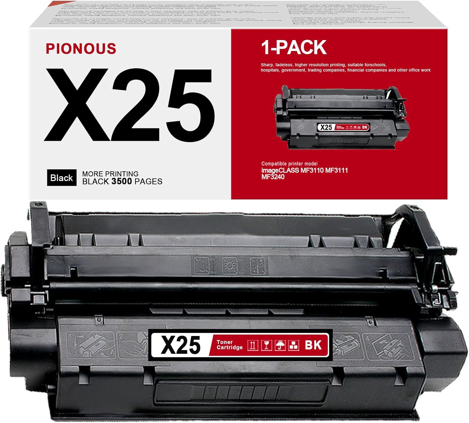 X25 Black Toner (8489A001) Replacement for Canon X25 Toner Cartridge High Yield Works with imageCLASS MF3110 MF3111 MF3240 MF5530 Printer (3,500 Pages, 1 Pack)