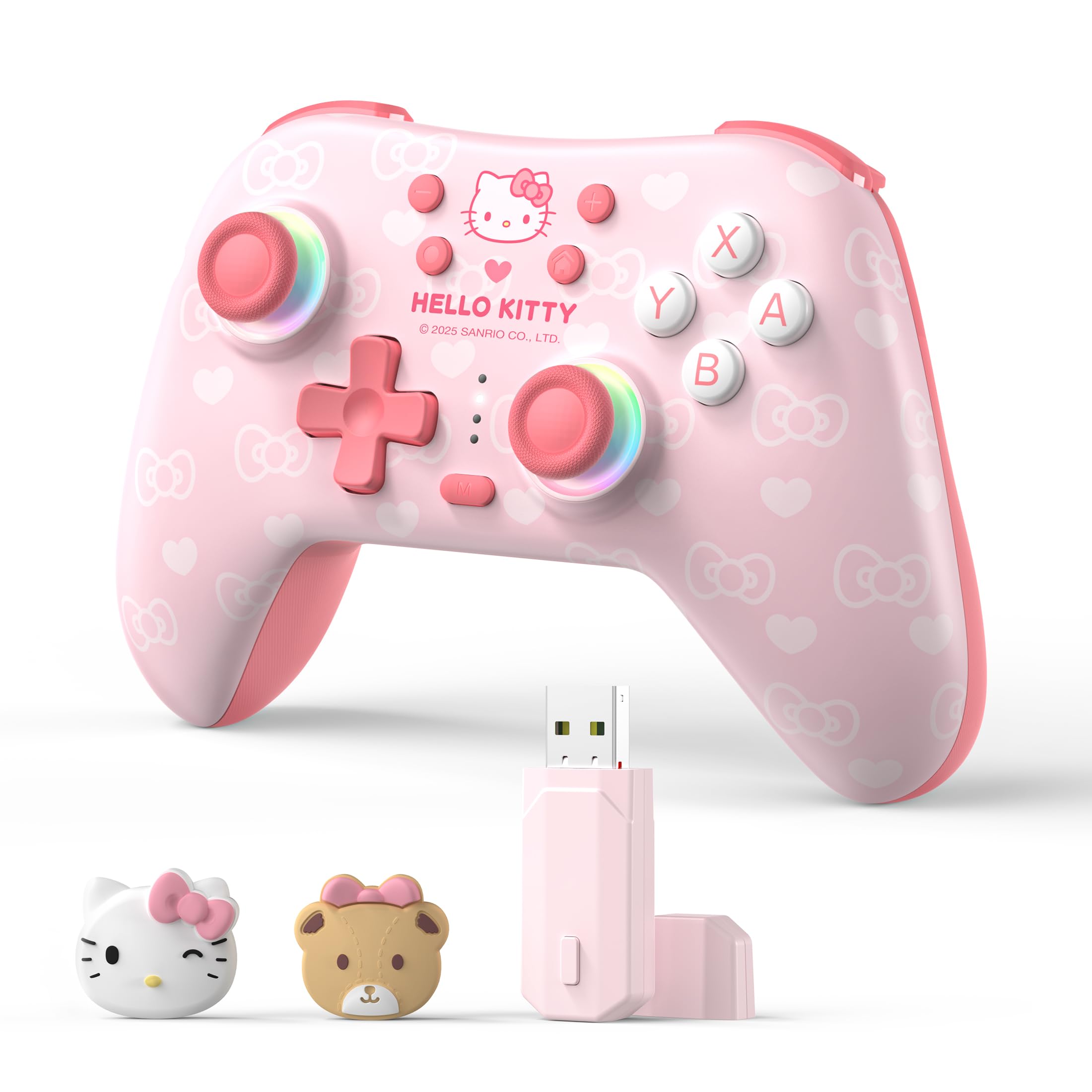Kuitmor Mando Switch 2, Mando Inalámbrico PC, Joystick de efecto Hall, 2.4G y Bluetooth y Cableado, Botones Programables, Turbo/Vibración/RGB Ajustables, Para PC/Switch/iOS/Android/Linux