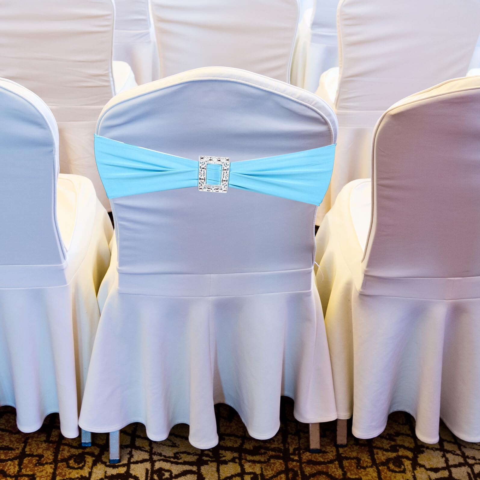 NUOBESTY 20 Stück Elastische Stuhlhussen mit Schmetterlingsschleife Rechteckige Stuhllehnenbezüge aus Polyester Passend für Hochzeiten Bankette und Partydekoration Sichere