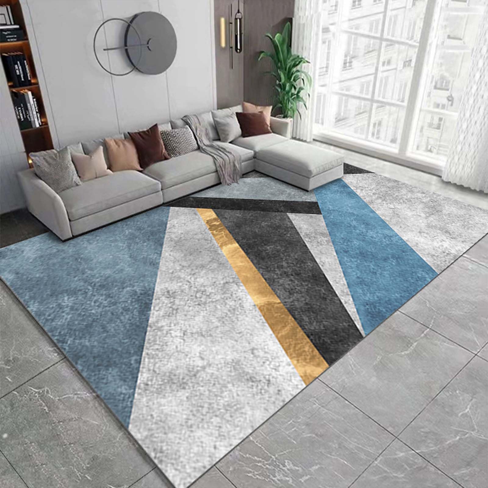 Living Room Rug Living Room Square Modern Cubic Washable Area Rug Abstract Soft Faux Short Pile Extra Large Area Rugs for Bedroom Dining Room Non Slip Non Shedding Rug,B,140CM*200CM