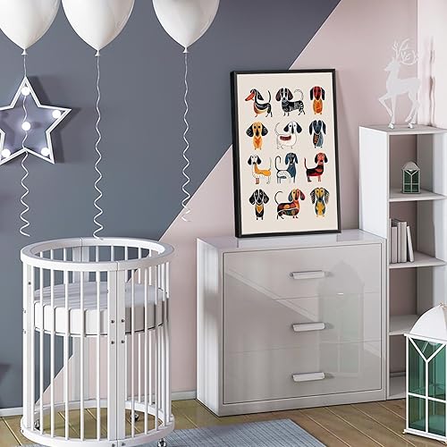 Miniatura 8 de Pósteres de lona modernos y modernos de perro salchicha abstracta retro con diseño de animales y perros, arte de pared para amantes de los perros,
