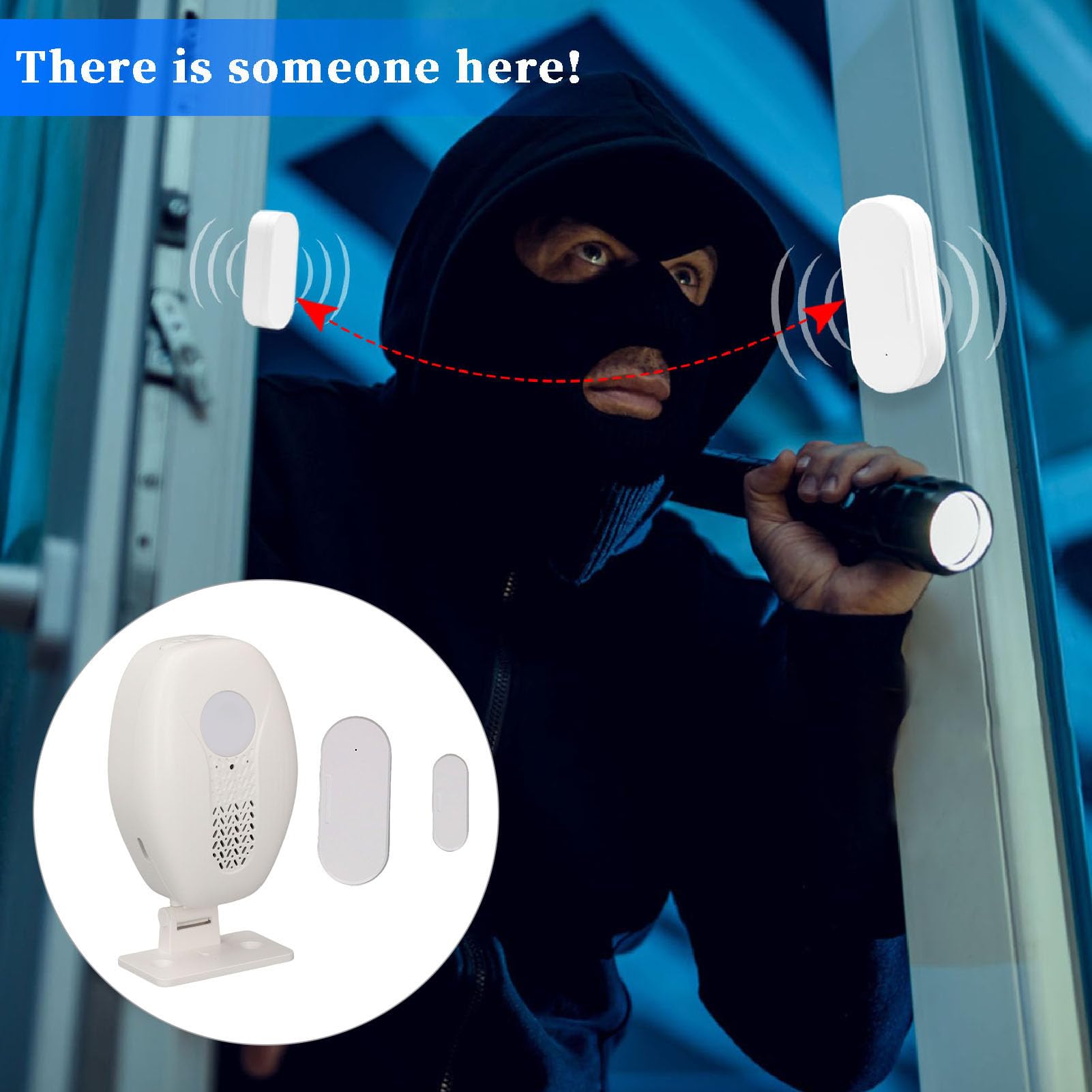Irfora Alarma de Sensor de Puerta Inalámbrico 80 DB, Alerta Inducción Magnética Larga Distancia para Seguridad Tienda, Fácil Instalación