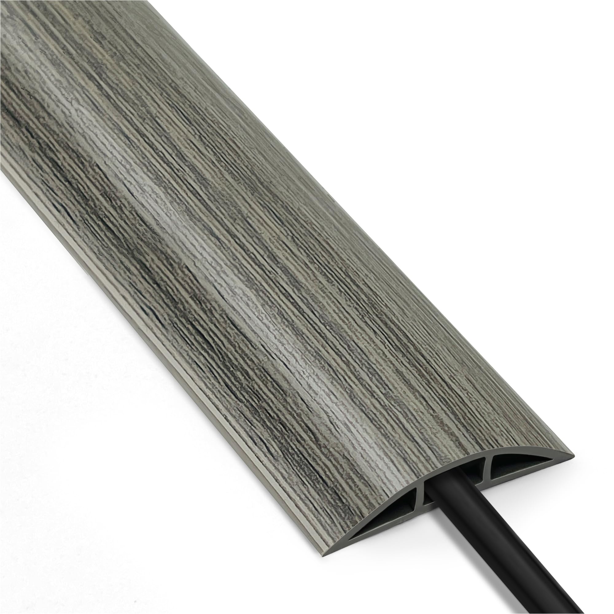Cubierta de cable de madera gris de 2,4 m - Cubierta de cable flexible para suelo, protector de cable de alimentación para el hogar, oficina, hotel, exterior
