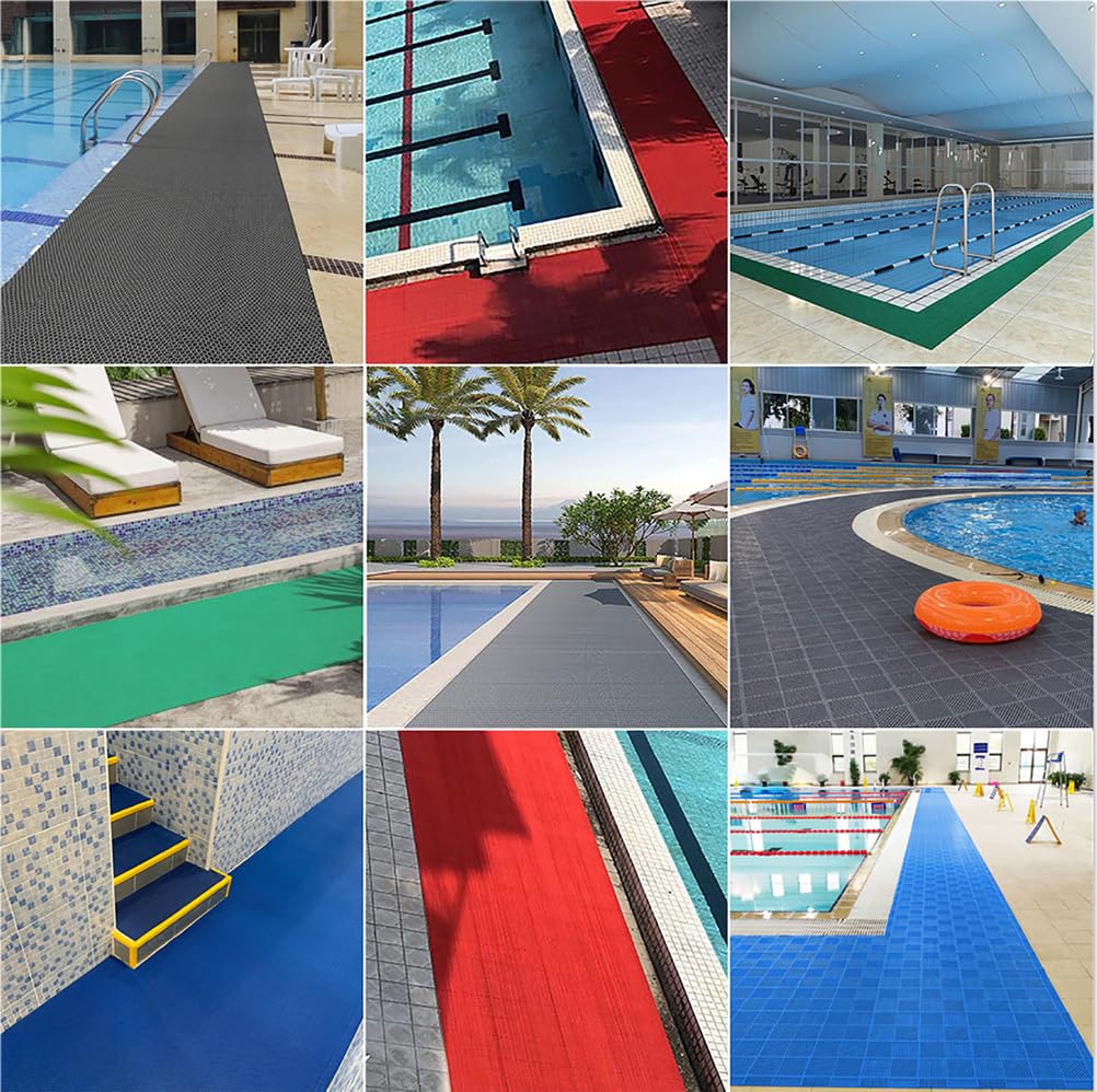 Tappeto antiscivolo a bordo piscina, in PVC, per bagno, garage e piscina, 0,9 x 6 m, 0,9 x 6 m, 0,9 x 6 m
