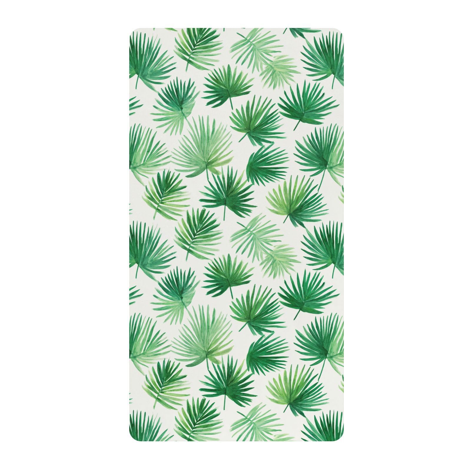 Sábanas de algodón para cuna de bebé, diseño de hojas de palmera, colchón elástico suave para decoración de guardería, 1 paquete