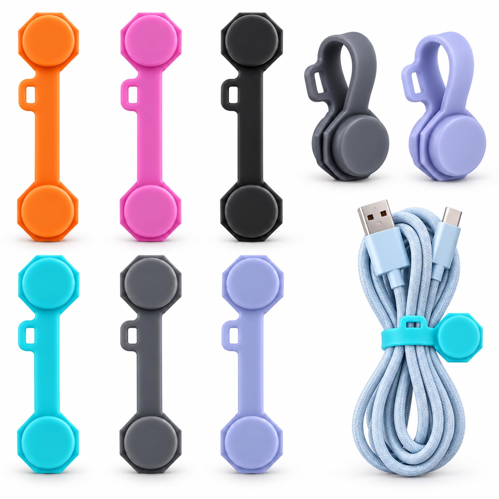 Silicone Magnetic Cable Ties Reusable Magnetic Cord Organizer