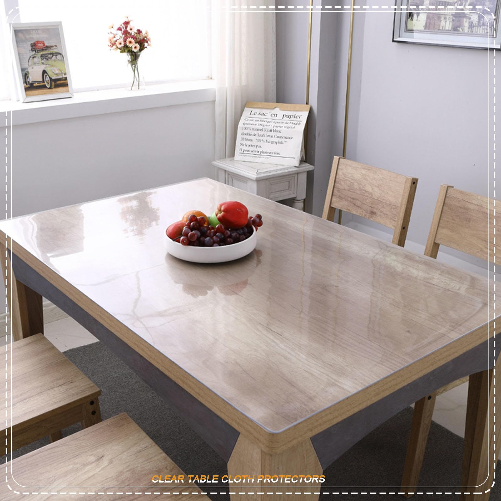 Sottomano da scrivania in cristallo trasparente, 60 x 200 cm, 1 mm di spessore, in PVC, grande tappetino da scrivania trasparente per ufficio e casa, superficie resistente, larghezza 61 x lunghezza