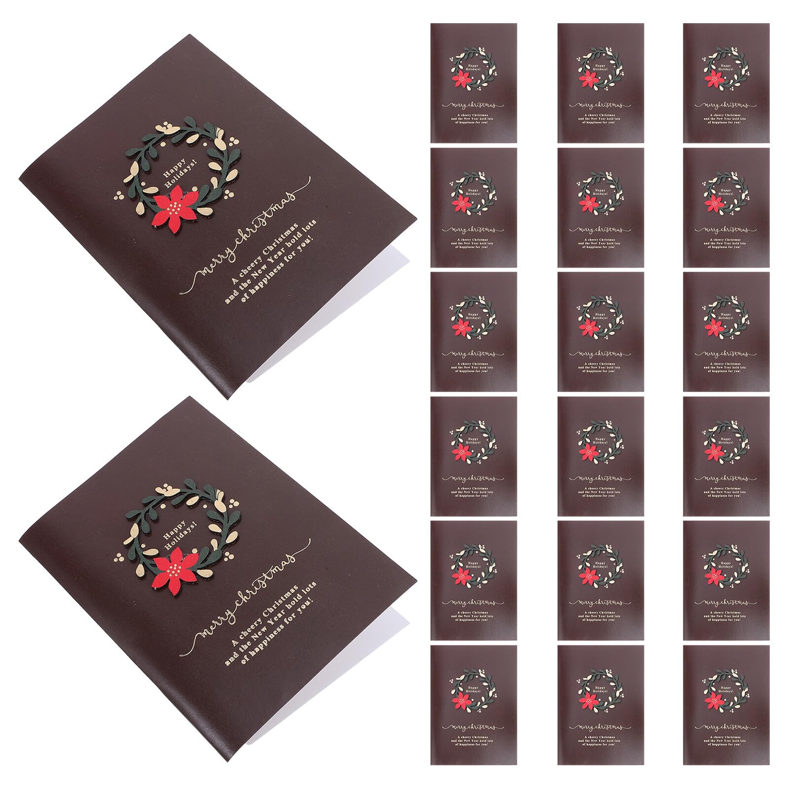 Zerodeko 20sätze Weihnachtskarten mit Umschlag Vintage Blanko Grußkarten Unbedruckt Innen Leere Karten für Weihnachtsfest Einladungen Festliche Weihnachtsgrußkarten