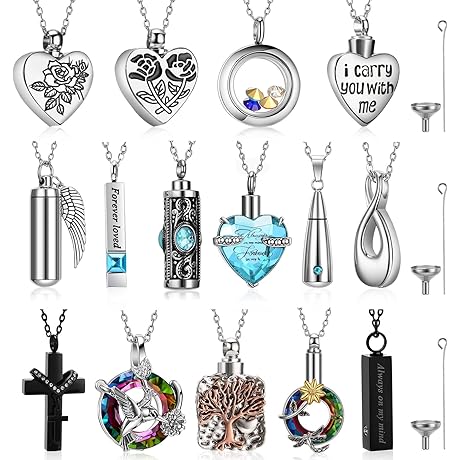 Elegant Cross Heart Cremation Urn Necklace for Ashes