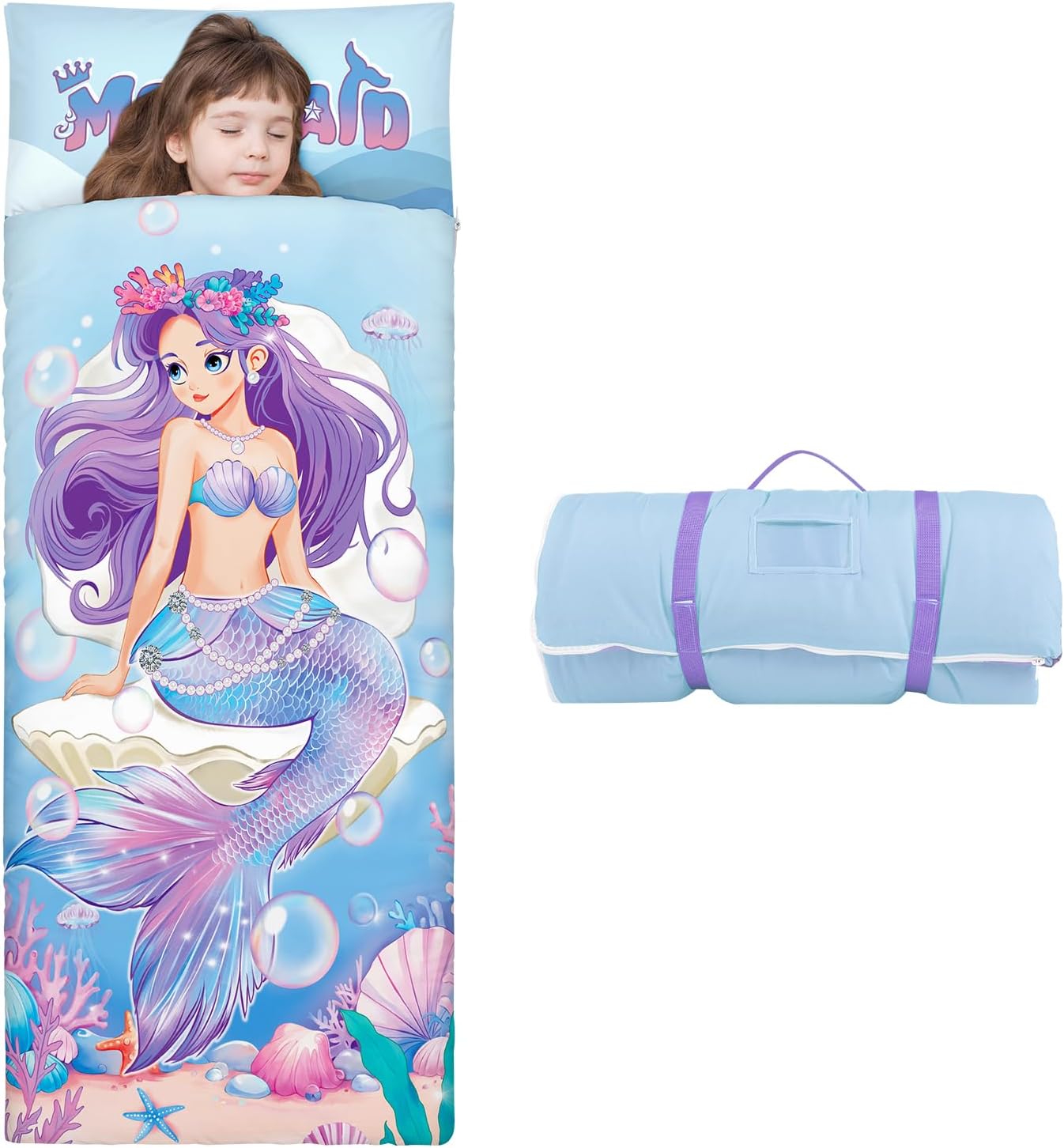 Sleeping Bag for Boys Girls,Nap Mat for Kids with Removable Pillow,Warm Toddler Slumber Bag for Bedroom Daycare Kindergarten,Gift for Birthday Christmas