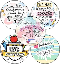 Adesivos Etiquetas Dia dos Professores, 4x4 cm Redondo, 50 Unidades