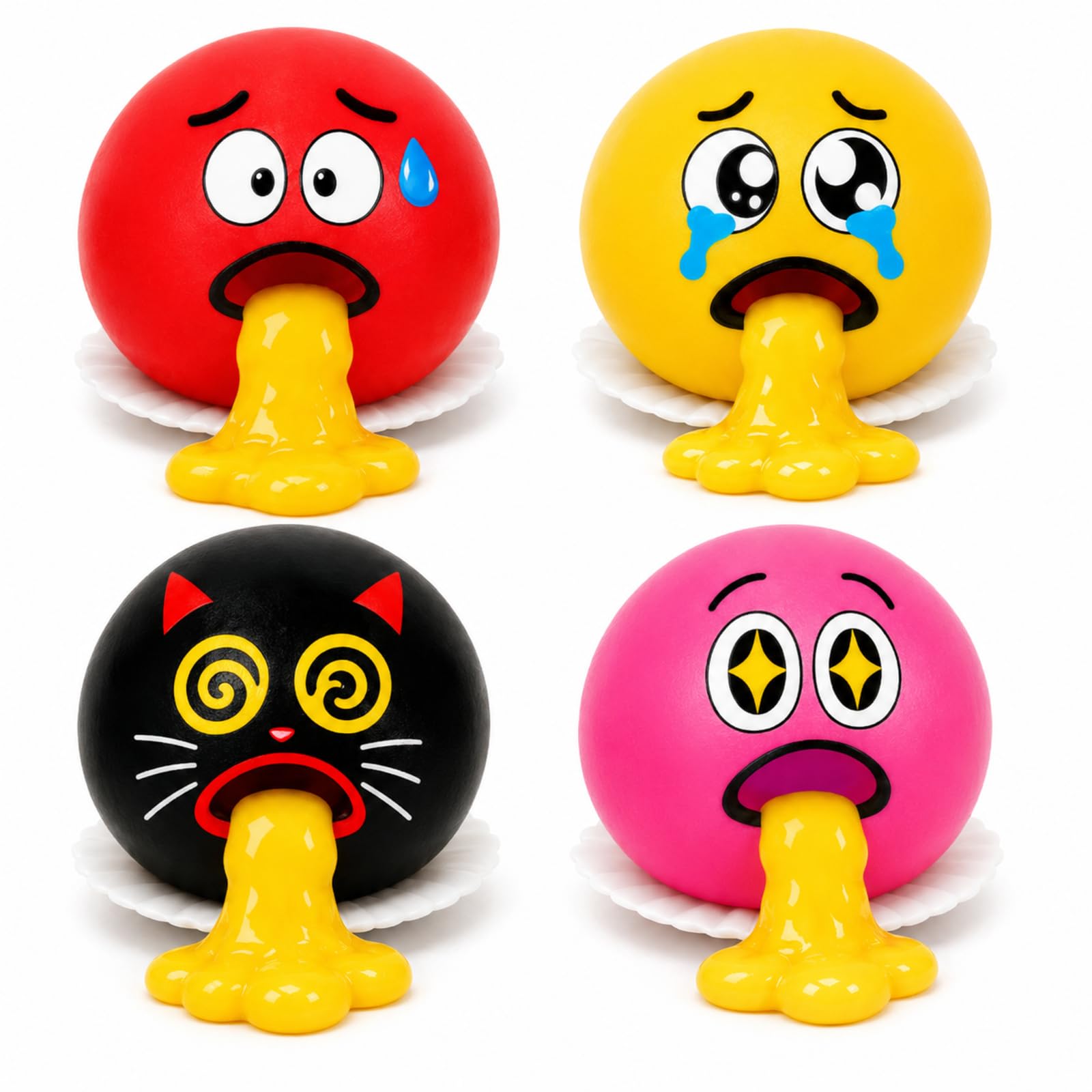 4Pcs Puking Ball, Colourful Set, Novelty Item for Prank Games, Compact Size for Easy Handling and Portability
