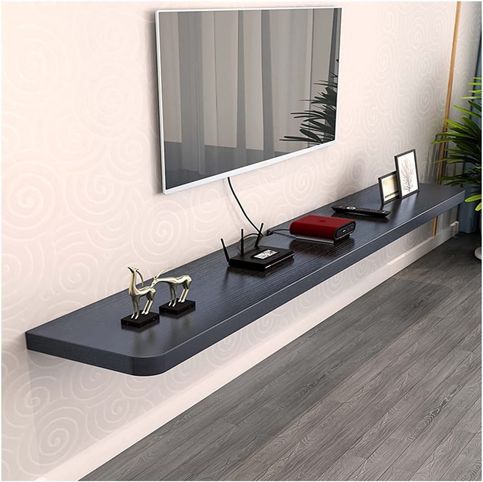 Table Murale Intégrée Gain de Place Noir 120cm | Étagère Rangement TV