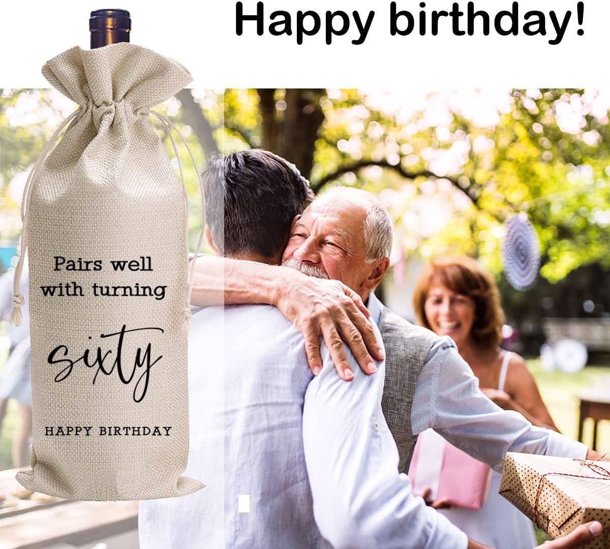 LANBAIHE 60th Birthday Wine Bag,Funny Birthday Party Gifts,60 Years Old Gifts Wine Bag for Mom,Wife, Friend,Sister,Brother, Him,Colleague,Coworker - Image 5