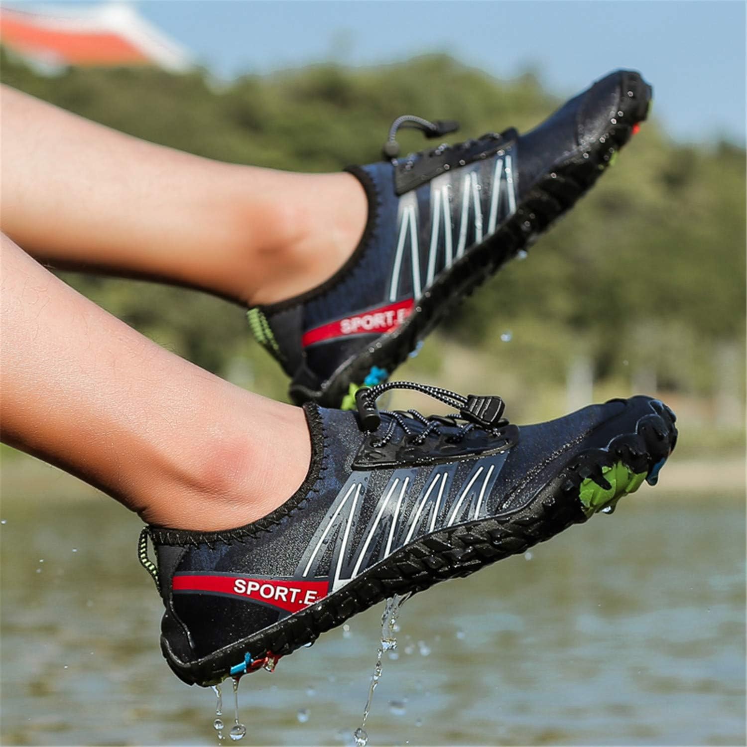 L-RUN Womens Sports Water Shoes for Hiking Walking Black Women 4 M US