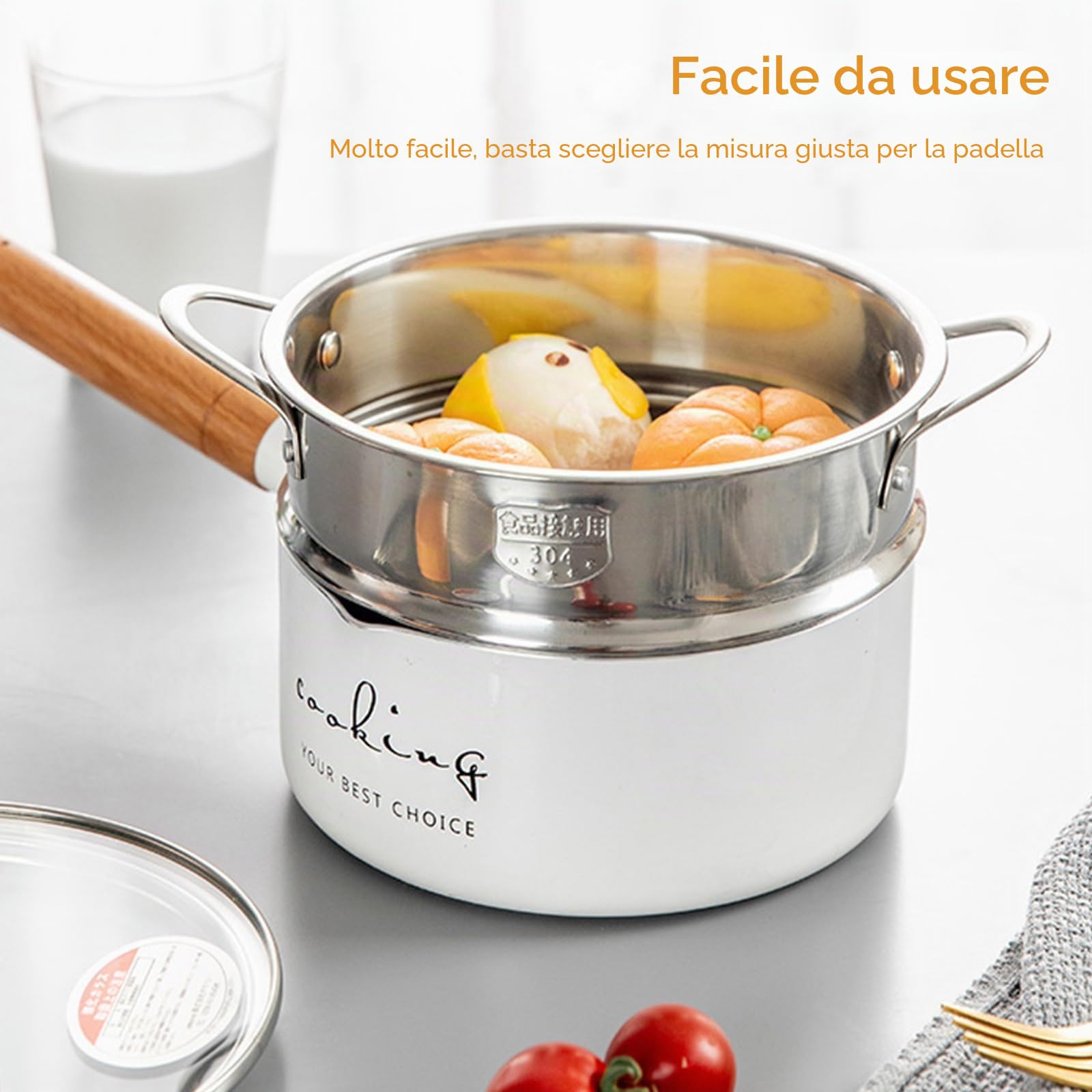 Cestello per Cottura A Vapore In Acciaio Inox,Cestello per Cuocere Verdure a Vapore,Inserto Vapore Forato,Supporto per Pentola a Pressione,Diametro Interno di 20 Cm,Resistente,Cuoce In Modo Più Sano