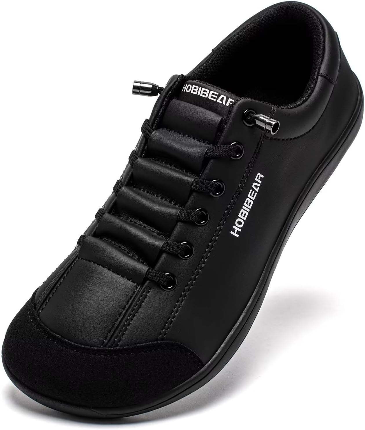 HOBIBEAR Leather Barefoot Shoes Lightweight Wide Toe Box Zero Drop Slip-on Shoes for Men