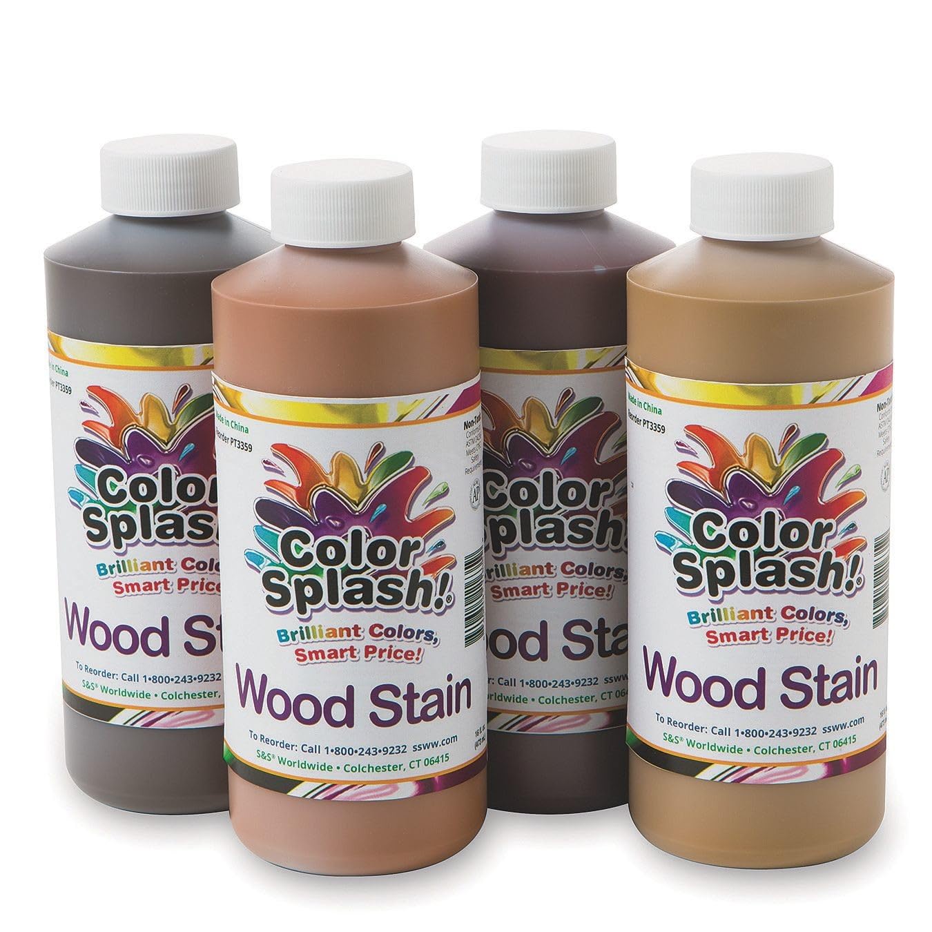 Color Splash Gel Wood Stain Pack of 4 - 16oz Non-Toxic Maple Cherry Walnut Oak for Crafts