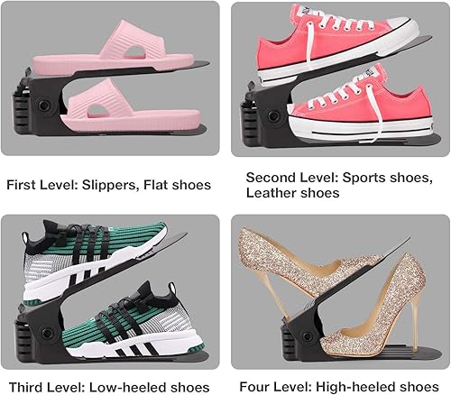 Miniatura 4 de Neprock Paquete de 20 organizadores de ranuras para zapatos (negro) paquete con 16 ranuras gruesas mejoradas para zapatos (negro)