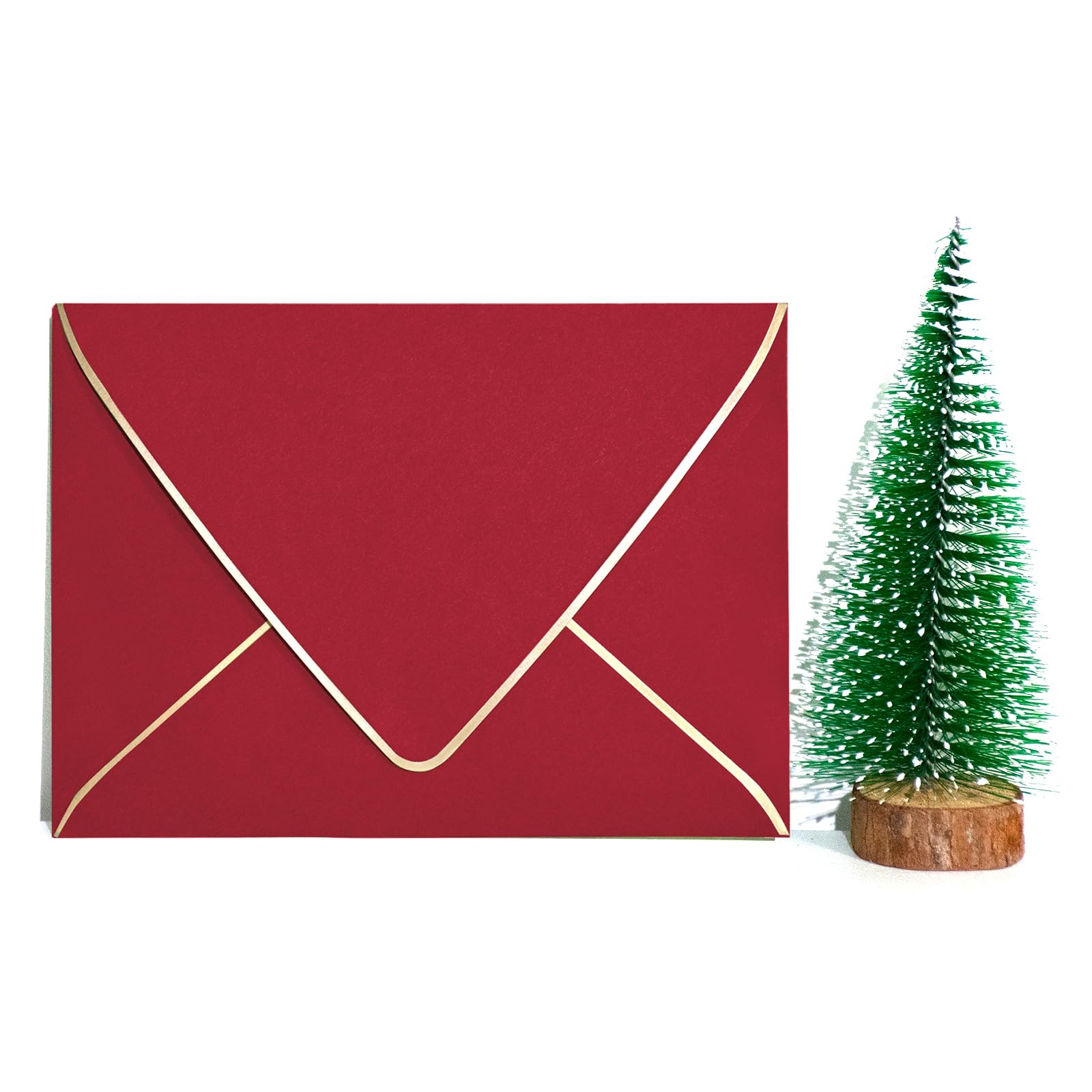 Sobres rojos A7 de 5 x 7 pulgadas con borde dorado, paquete de 50, para tarjetas de 5 x 7 pulgadas, autosellado rápido, perfectos para bodas, invitaciones, fotos, graduación, baby shower, papel grueso