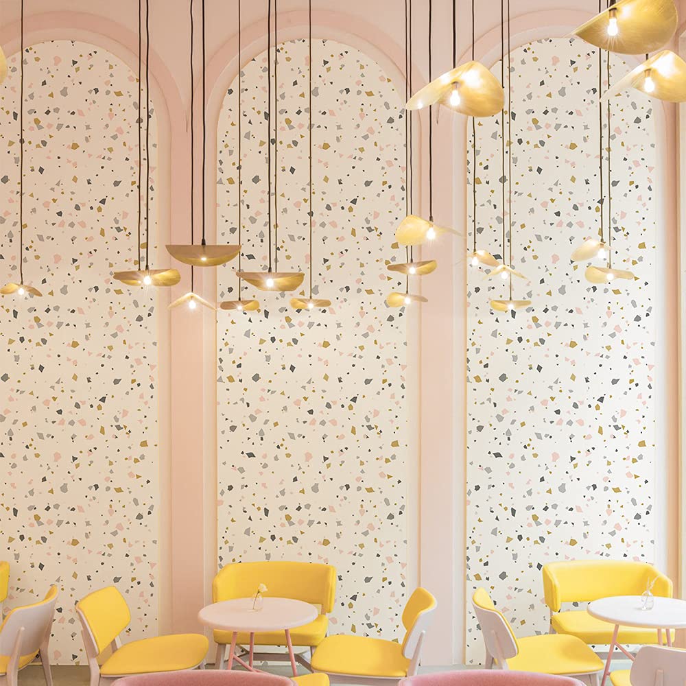Autocollant Terrazzo Blanc - Adhésif Vinyle Effet Pierre Pour Meubles, Murs, Surfaces Lisses