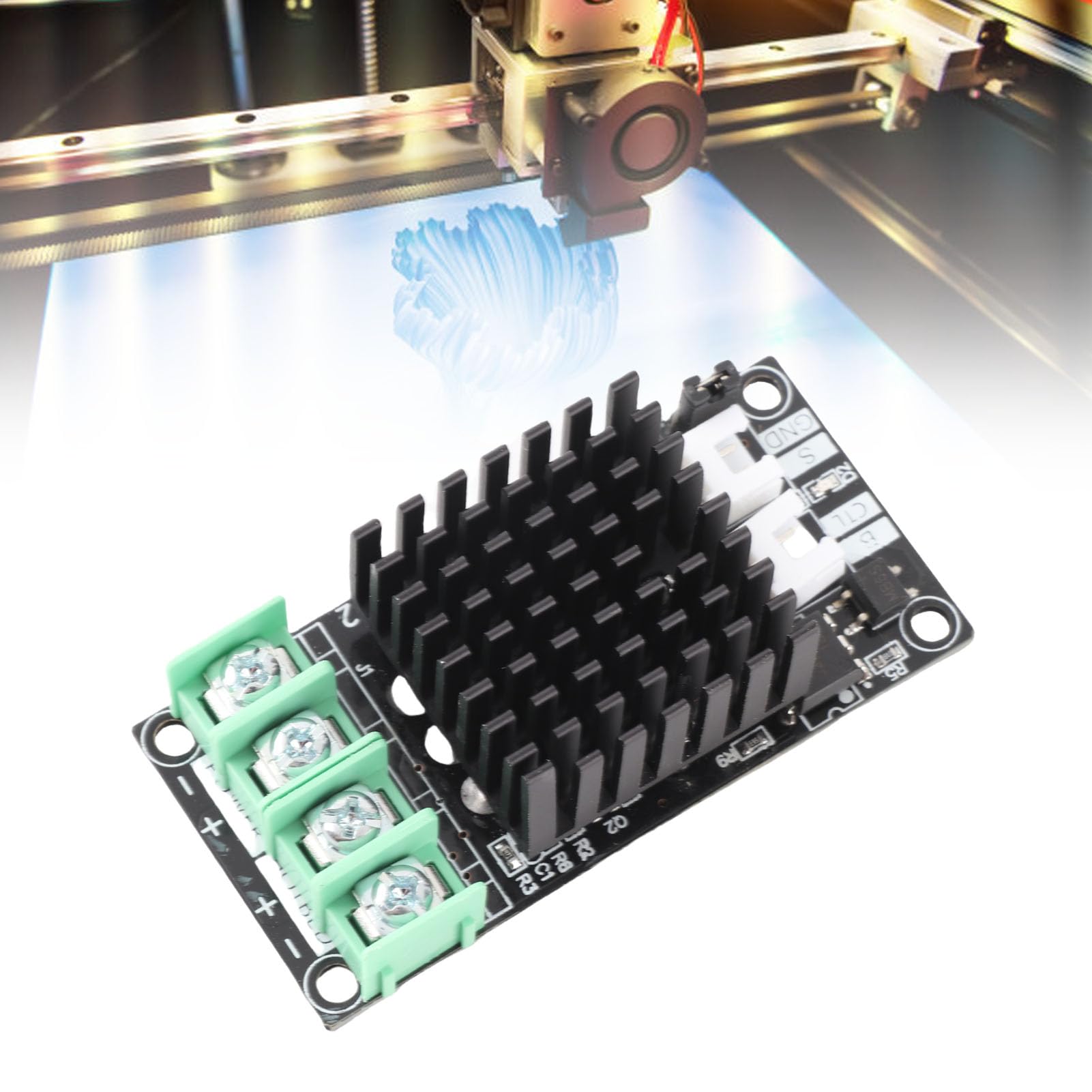 Modulo MOSFET 30A per Stampante 3D, Regolatore Temperatura Letto Riscaldato, Controllo Riscaldamento 3D Printer, Dimensioni 66,6x32mm