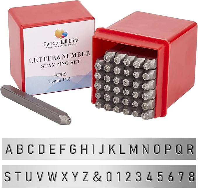 PandaHall Set Timbri Alfabeto E Numeri - 36 Pezzi In Ferro Con Maniglia Per Fai Da Te E Scrapbooking - Foto 8