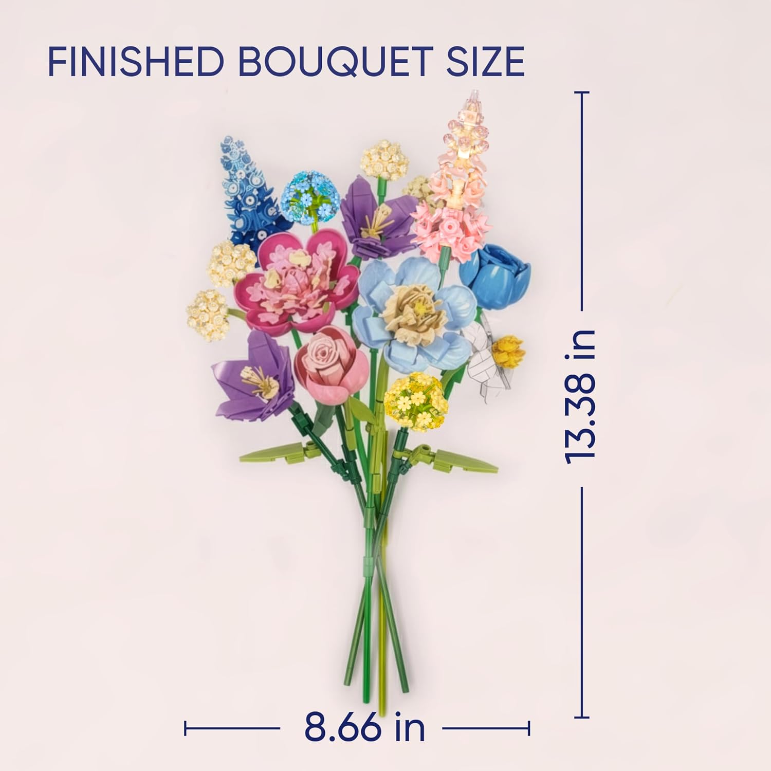 Flower Building Blocks for Adults Block Tech Flowers Buildable Flowers Building Block Set Botanical Flower Building Set 880 Pcs, No Vase Included
