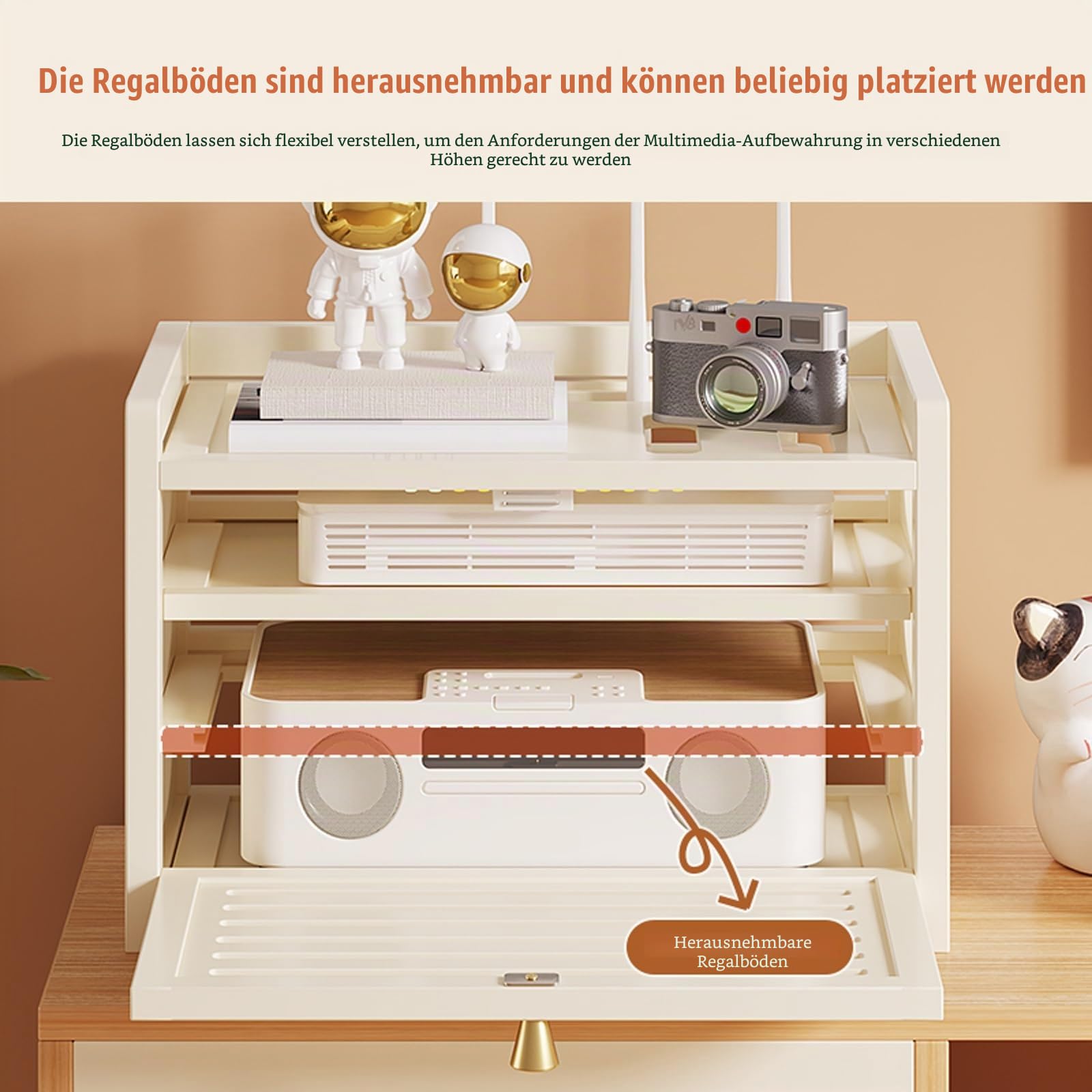 HARELA Home Router Aufbewahrungsbox Versteckte WLAN-Router-Box, Heimmedien-Aufbewahrungsschrank, Schwebendes Regal, Steckdosenleiste und Kabelmanagement-Organizer(White,11.8x7.9x11in)