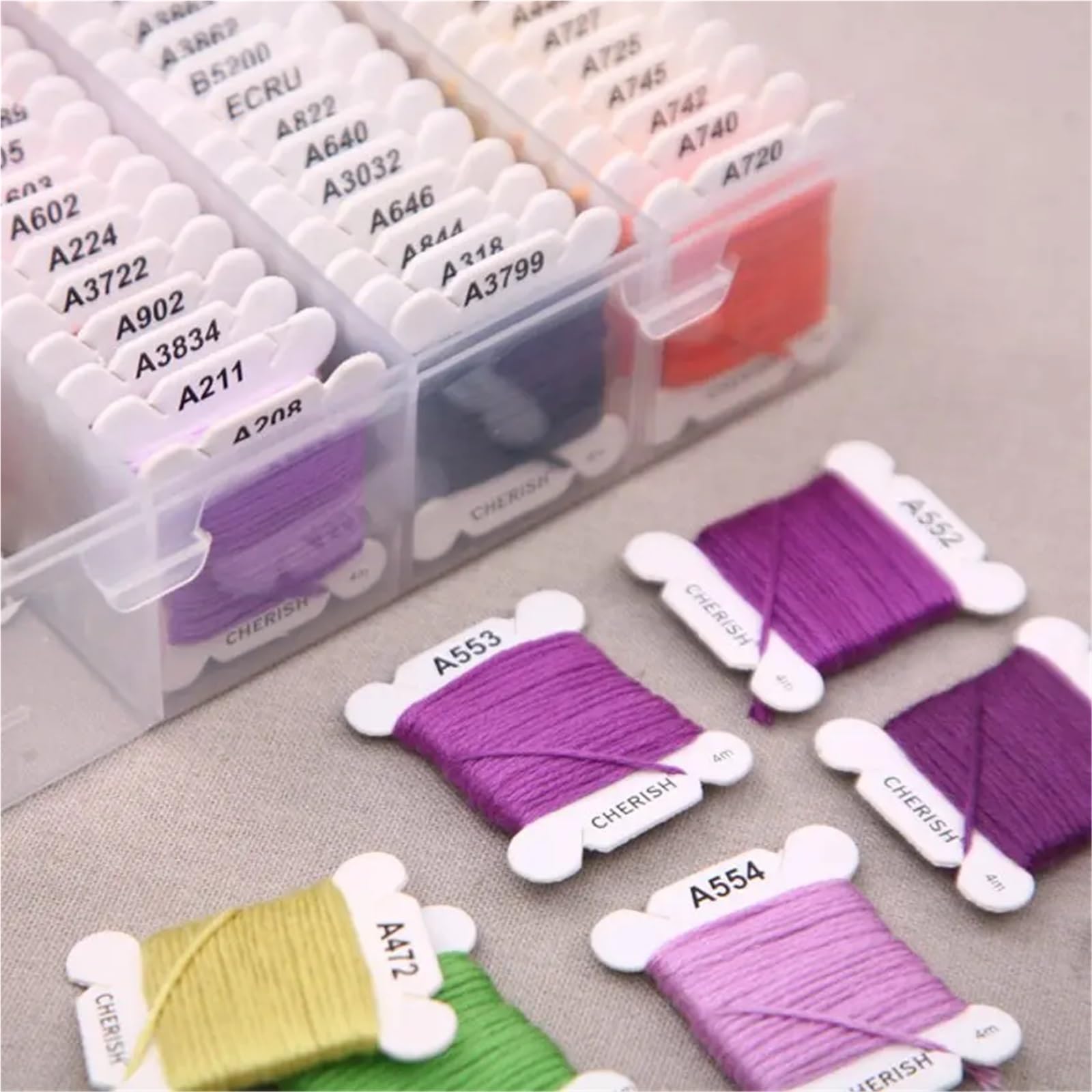 Set di fili da ricamo con filo interdentale, 150 fili colorati con scatola trasparente a 3 livelli, strumenti per punto croce (150 colori con scatola)