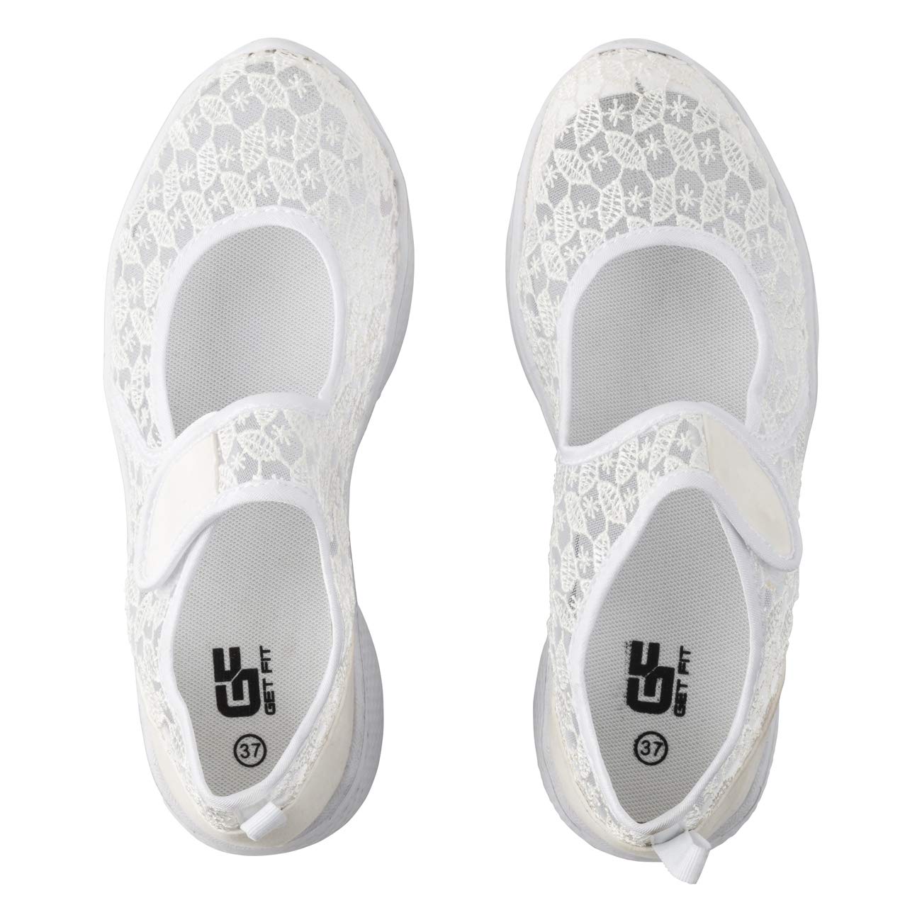 Get Fit Womens Mary Jane Yoga Cushioned Gym Fitness Lightweight Trainers - White - UK4/EU37 - BS0550