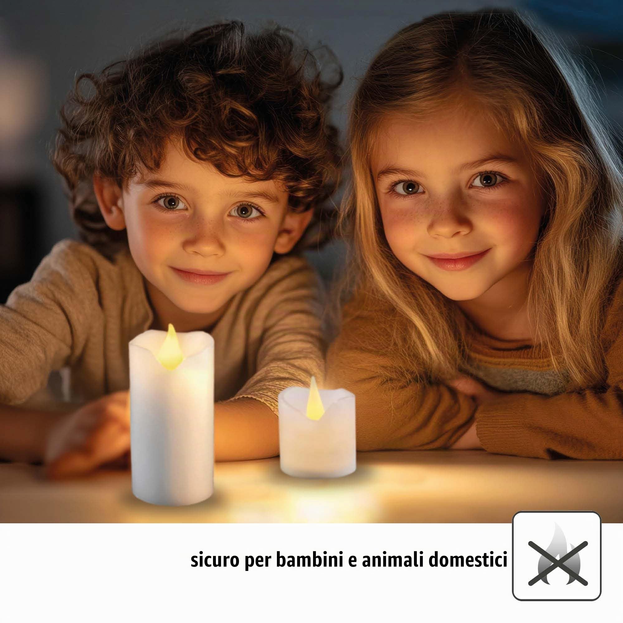 Hellum 6 candele a LED in vera cera, diametro 5 x 5 cm, funzionamento a batteria (6 x CR2032, incluse), per interni, decorazioni natalizie, candele di cera con LED bianco caldo 152760