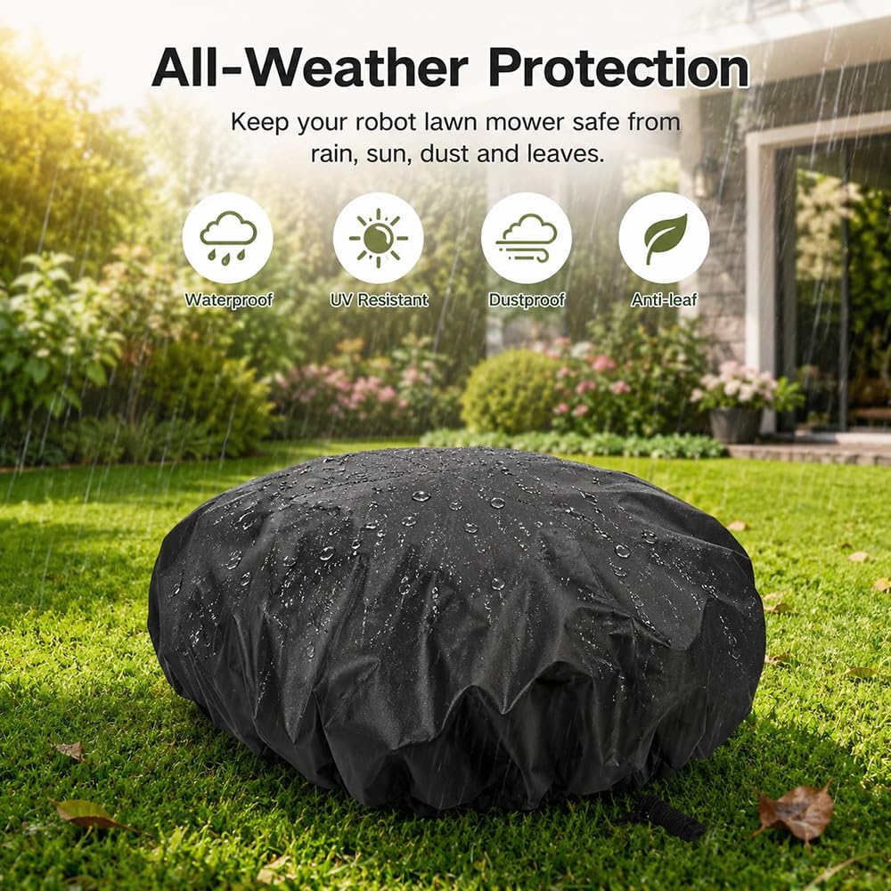 Funda Protectora para Robot Cortacésped para Robomow RK1000 Pro, Cubierta Oxford 420D Impermeable con Cordón Ajustable