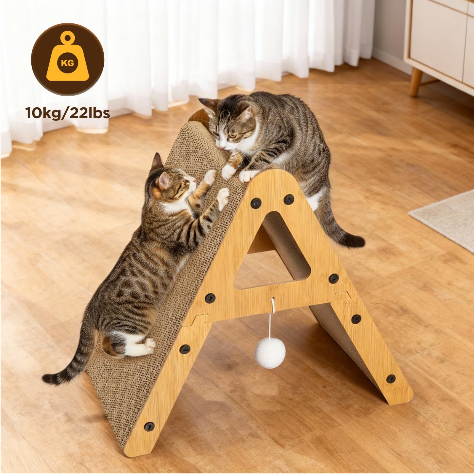Gimars extra dick 3.5cm Kratzbrett für Katzen, A-Form Kratzpappe für Katzen, stabiles Kratzmöbel Katze, vertikal & horizontal nutzbar, 10kg belastbar