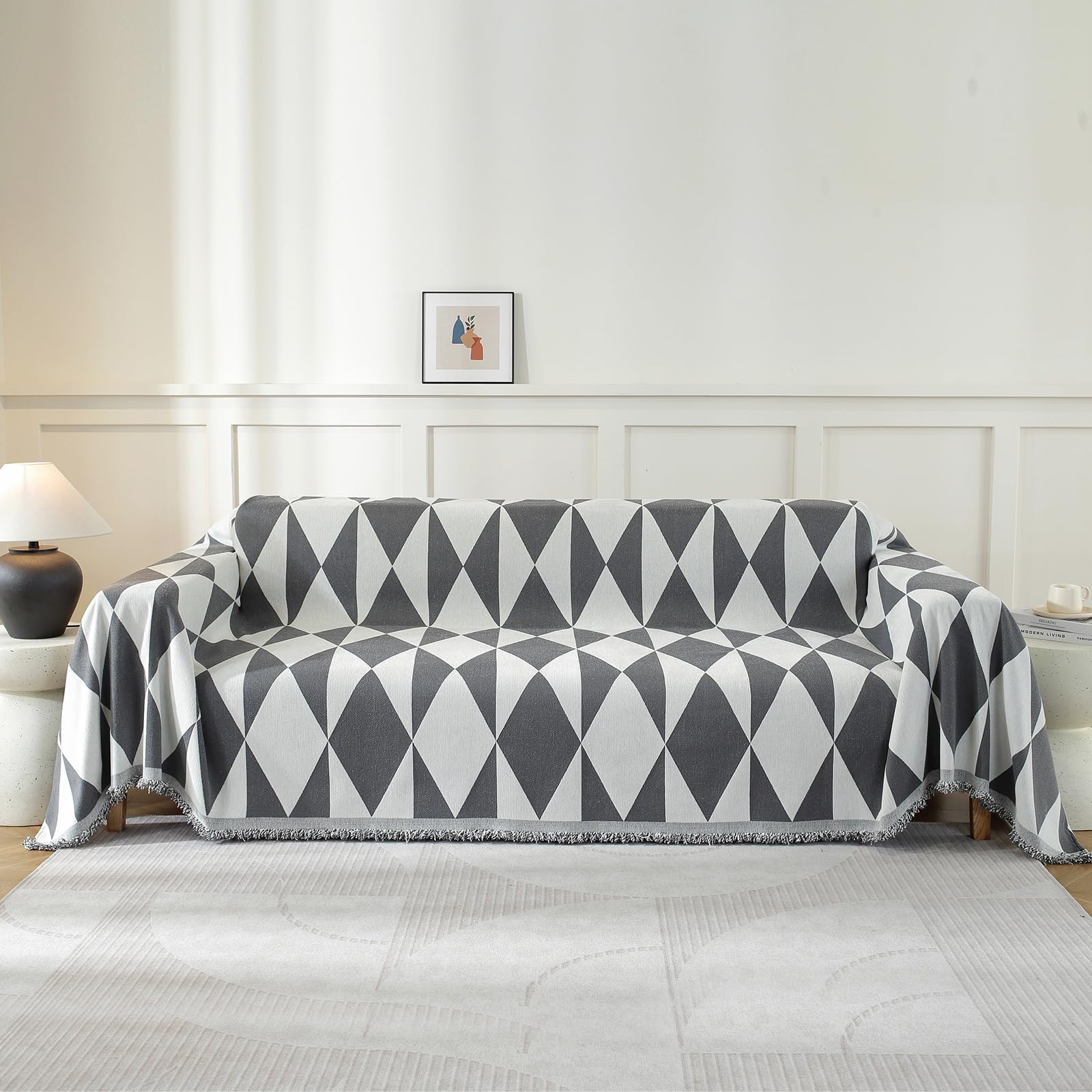 Ystyle Couvre Canapé, 180x340 CM, Jeté De Canapé Grande Taille, Gris Foncé