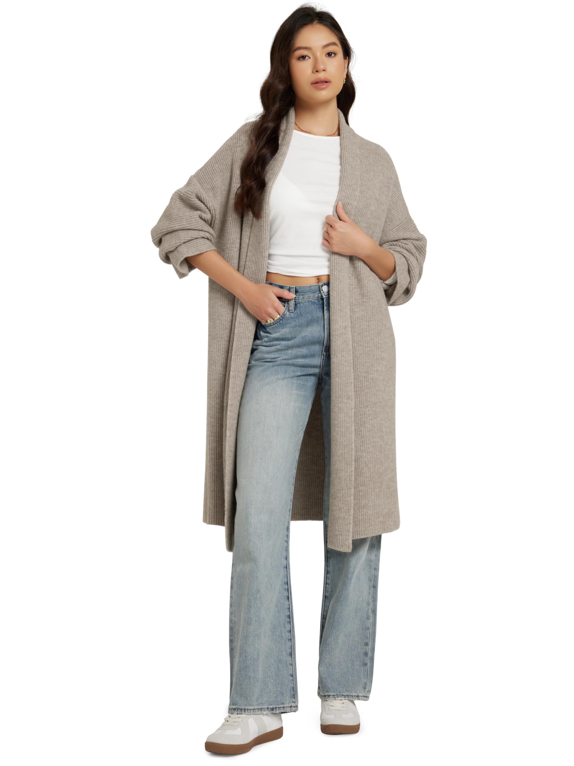 ODODOS Womens Cardigan Sweater Longer Length Open Front Drape Coatigan Warm Soft Knit Long Sleeve Outerwear