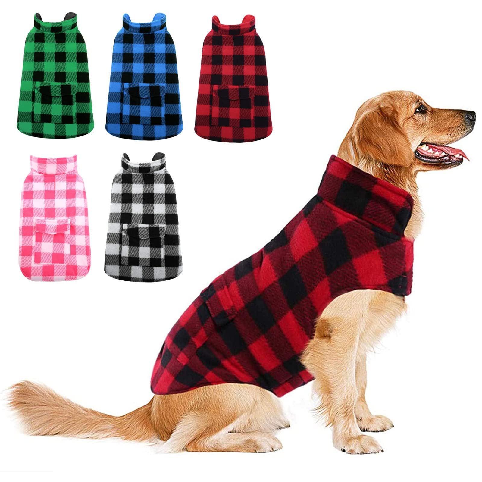 ASENKU Cappotto Cane Impermeabili Invernale, Cappottino Cane Reversibile Antivento Freddo Taglia Media L, Calda Giacca per Cani, Gilet per Cani con Fodera in Lana Protegge Dal Freddo