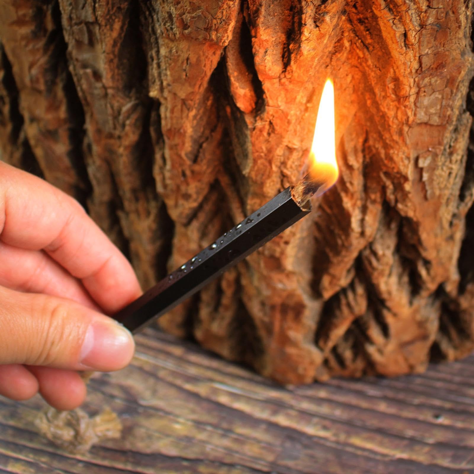 Cuerda de fuego tubo de yesca de yute de aluminio anodizado para camping
