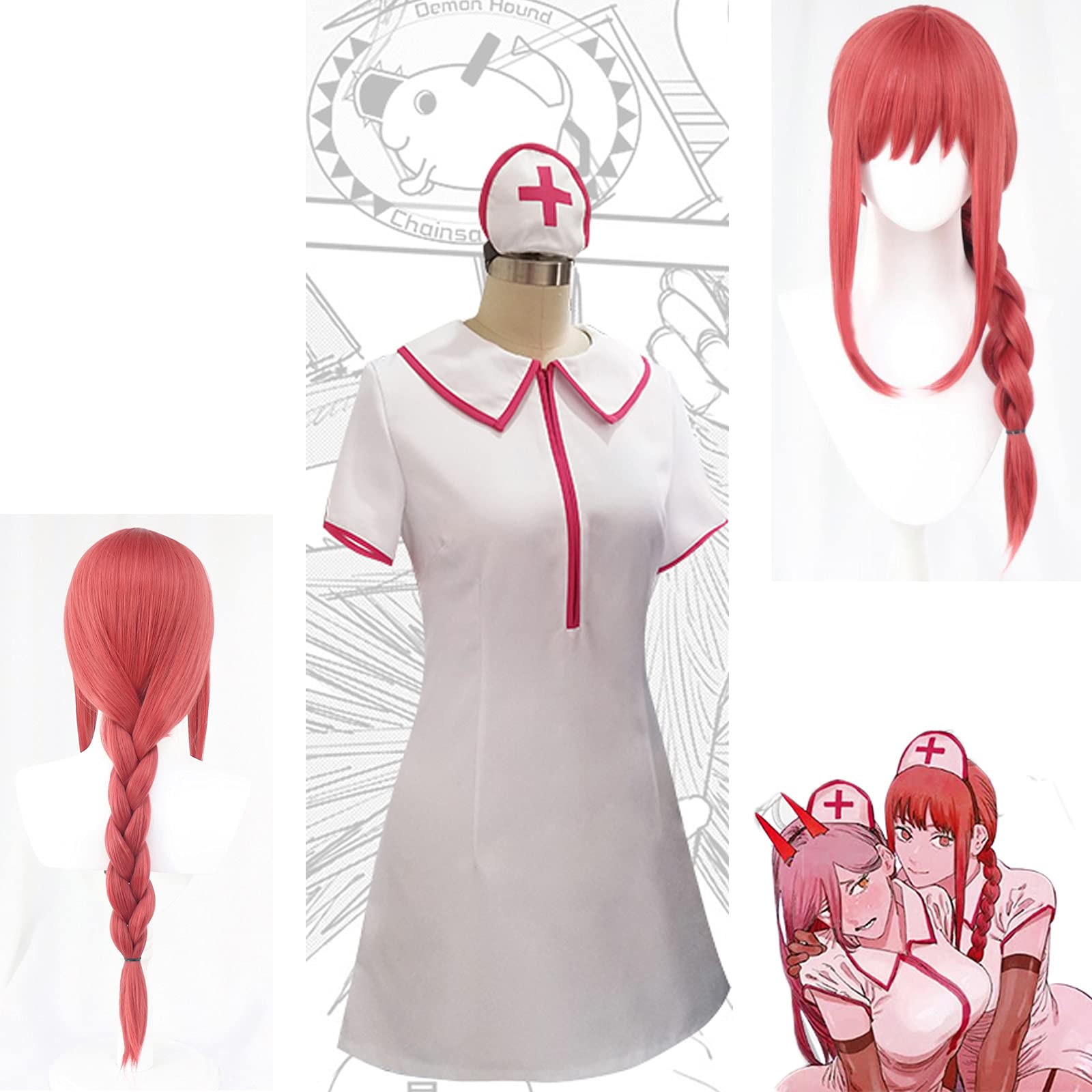 【フルセット２種】チェンソーマン パワー コスプレ衣装 通常＋ナース ウィッグ Amazon.co.jp: チェンソーマン コスプレ マキマ パワー コスプレ衣装